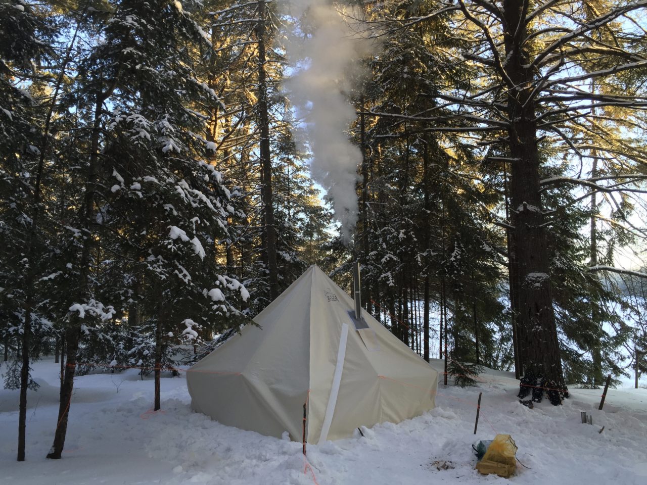 Title: Winter Camping with a Duck Feather Quilt